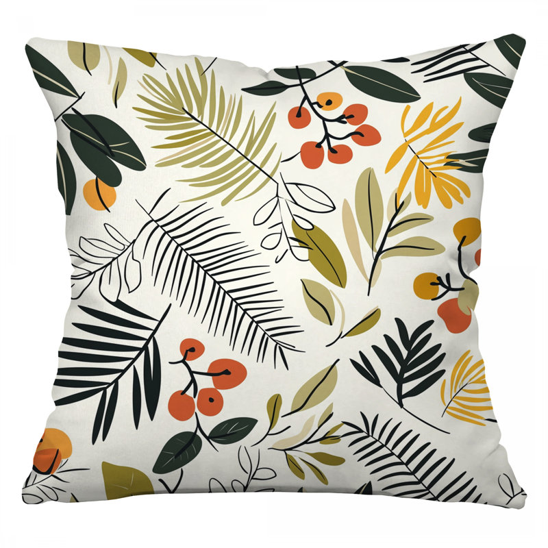 Foliage Throw Pillow, Botanical Twill Pillows, Square 14"