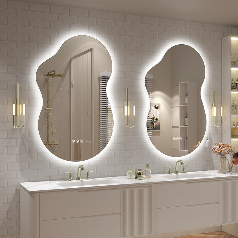  Wayfair Basics® UL Certified LED Anti-Fog Tempered Glass Irregular Bathroom/Vanity Mirror , 36" x 24"