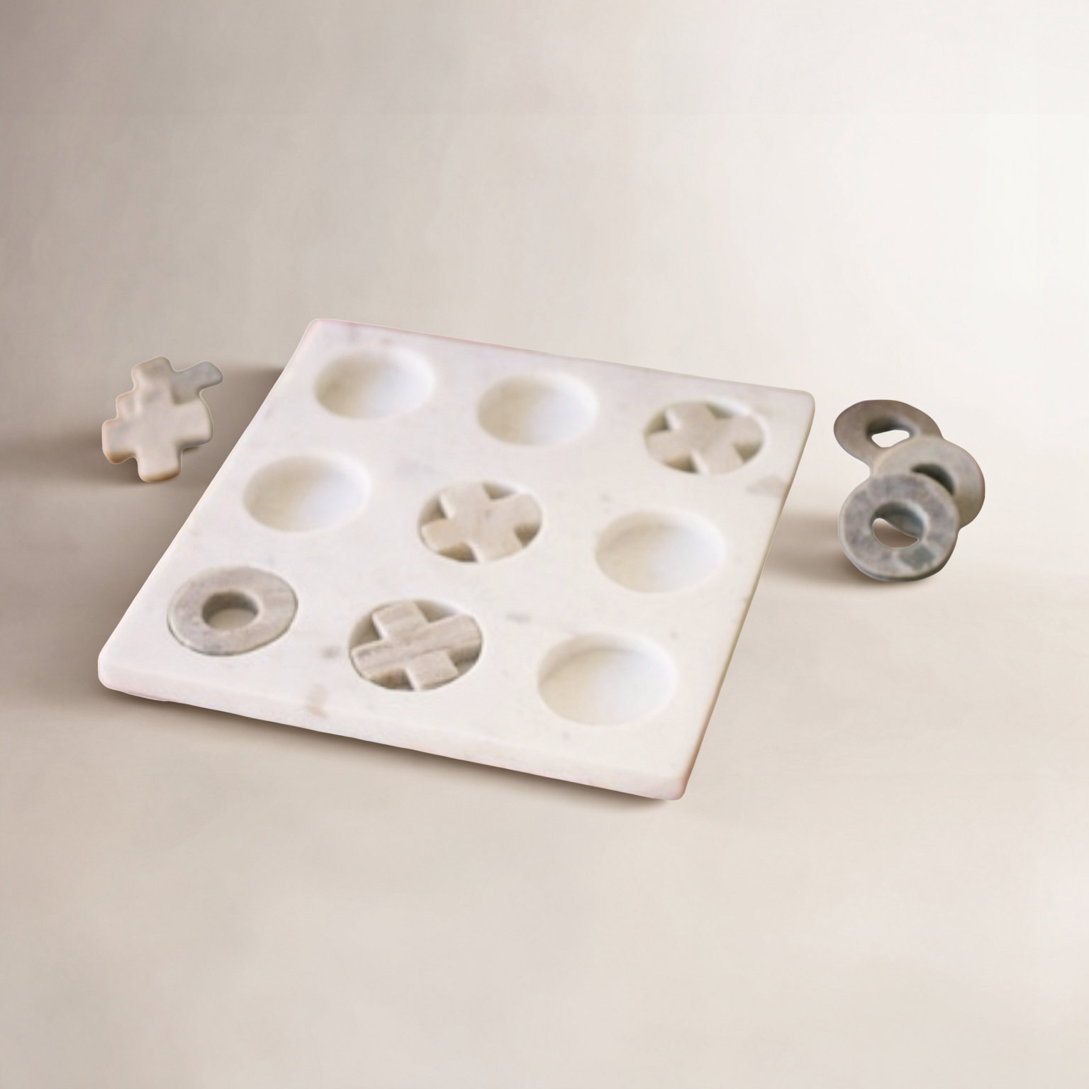 Marble Tic-Tac-Toe Decor Set