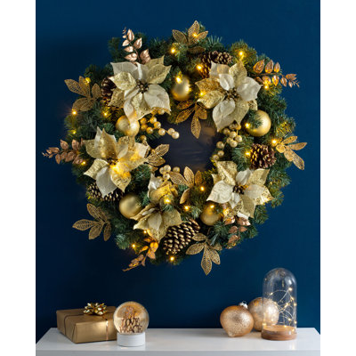 Faux Lighted 76cm Wreath