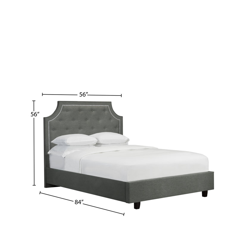 Lit plateforme tapissier avec rangement Stough, Double, Similicuir - bois de frêne