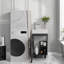 Meuble-lavabo noir et blanc encombrant et lavabo en céramique pour salles de bain modernes