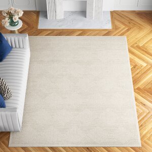 Hattie Geometric Handmade Tufted Wool and Cotton Ivory Area Rug