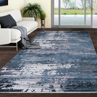 Camrynne 8X10 Modern Accent Rug In Gainsboro Grey With Aegean Blue Abstract Weathered Texture Design (7' 9"" X 9' 8"") -  17 Stories, F1B66B5B5E3746A2B00A3F73EC76EFFB