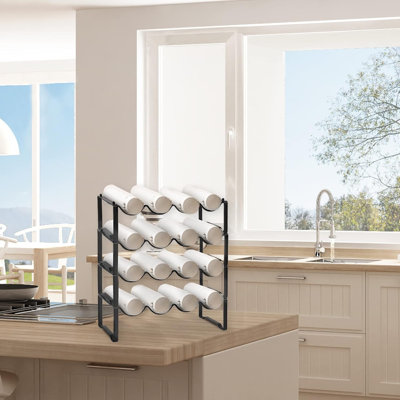 Dhital Tabletop Wine Bottle & Glass Rack Black