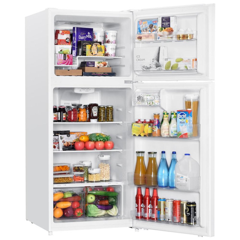 Impecca 17.6 cu. 27.6W with Top Mount Freezer Refrigerator Recessed Handle,, White