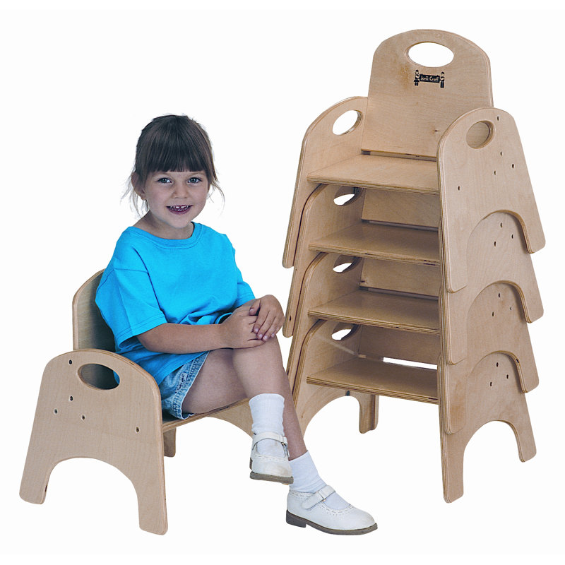 Birch Wood Stackable Toddler Chair with Arms