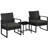 Bowmore 3-Piece Patio Furniture Set with Rattan Cushioned Chairs & Metal Table-1797980260