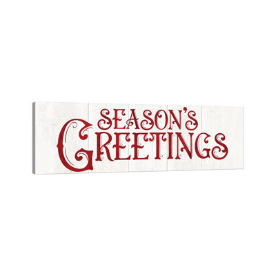 Vintage Christmas Signs Panel II-Seasons Greetings 1 Piece Wrapped Canvas Panoramic Wall Art