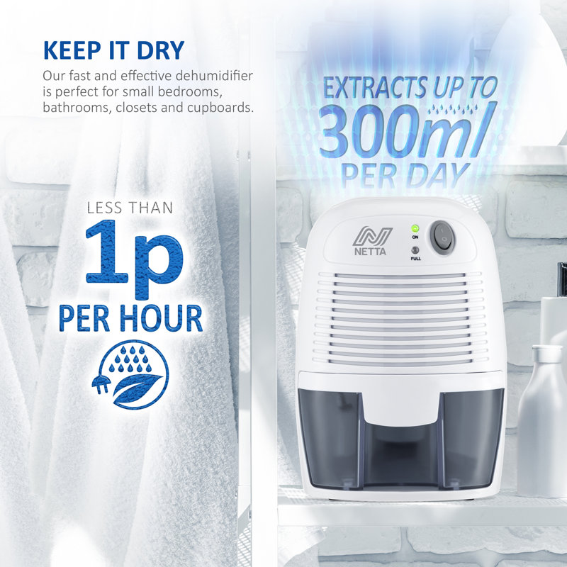 NETTA 500ml Mini Dehumidifier, Grey