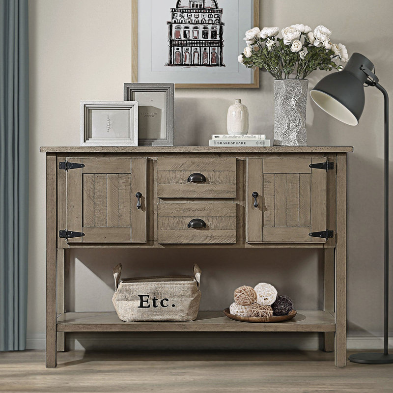 Alcimon Sideboard,Console Table with 2 Drawers and Cabinets,Buffet Server Cabinet, Rustic