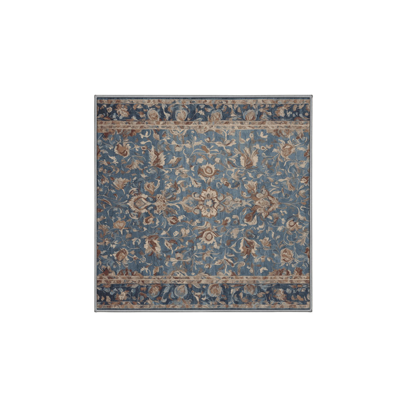 Machine Washable Gray Area Rug, Square 7'