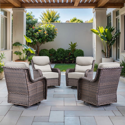 Deb Outdoor Wicker Swivel Rocker Patio Chairs with 6" Thick Cushions by Red Barrel Studio