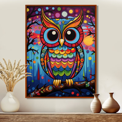 Décoration murale chouette colorée pendant la nuit II - Hibou