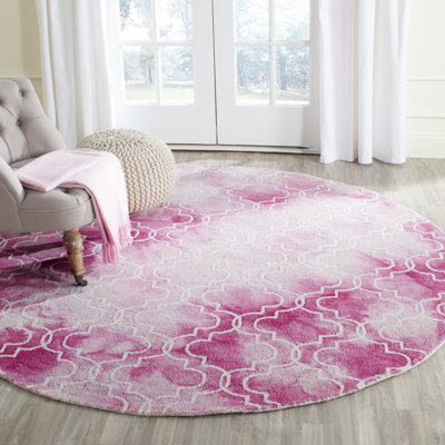 Berman Hand Tufted Wool/Cotton Geometric Rug in Rose/Ivory
