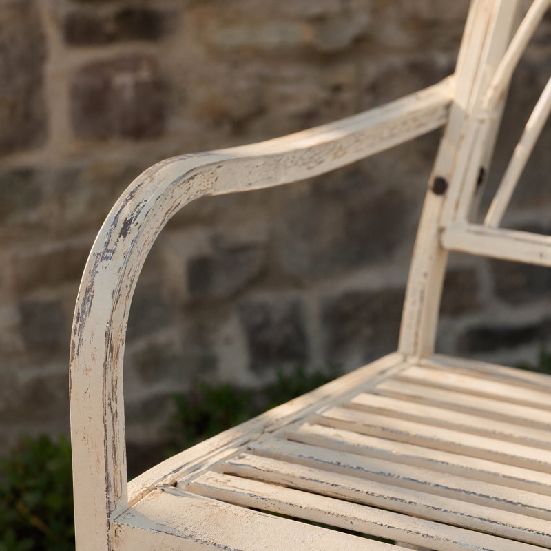 Banc de parc en aluminium et acier Senga, Blanc vintage
