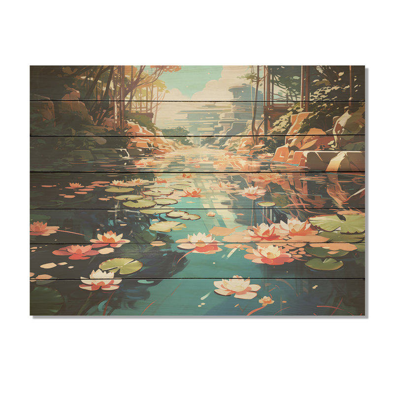 «Monets Garden Revisité Landscape II - Classics on Wood Print», H 24 po x l 32 po