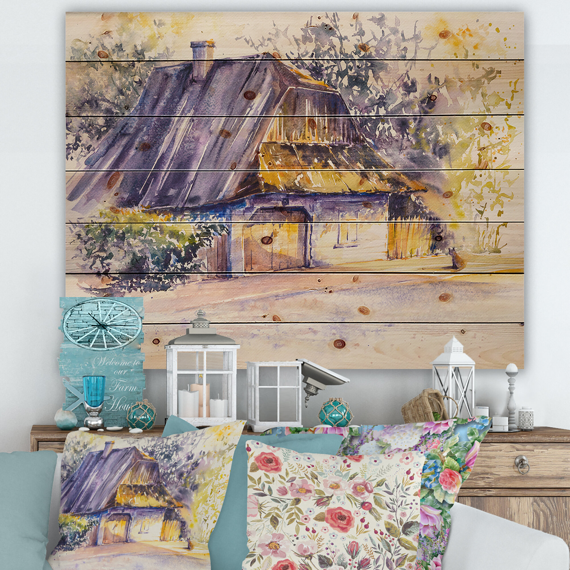Bless international Old Wooden White House In Country Side Village On Wood  Painting Wayfair