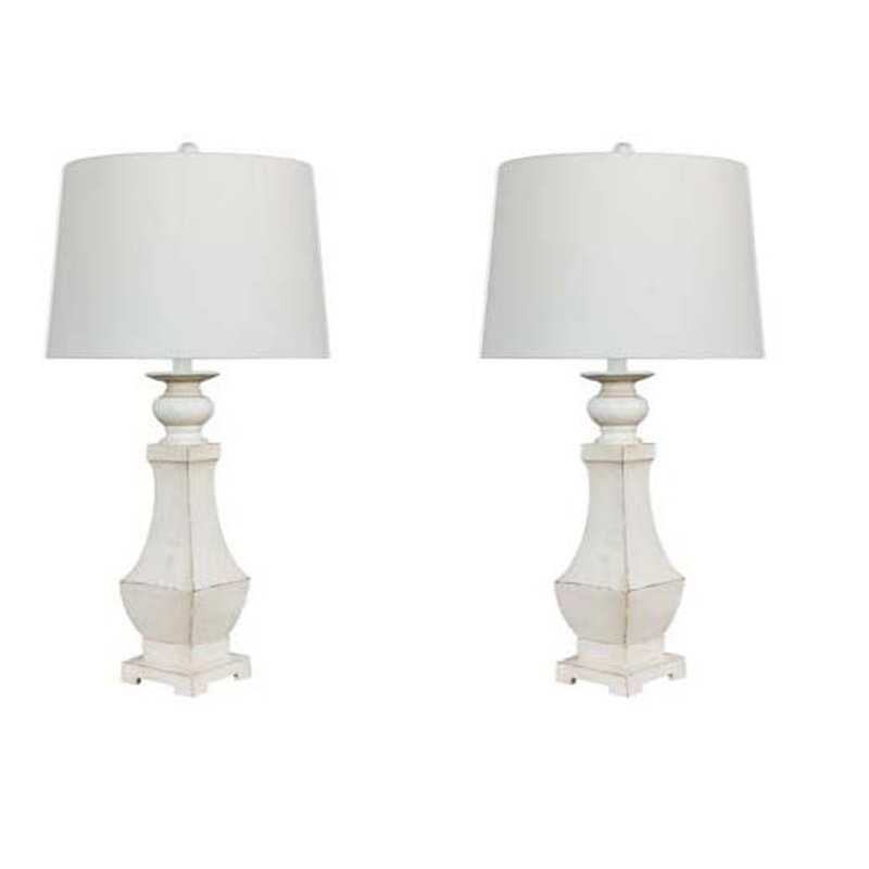 Ensemble de lampe de table blanc antique 31 po Fey