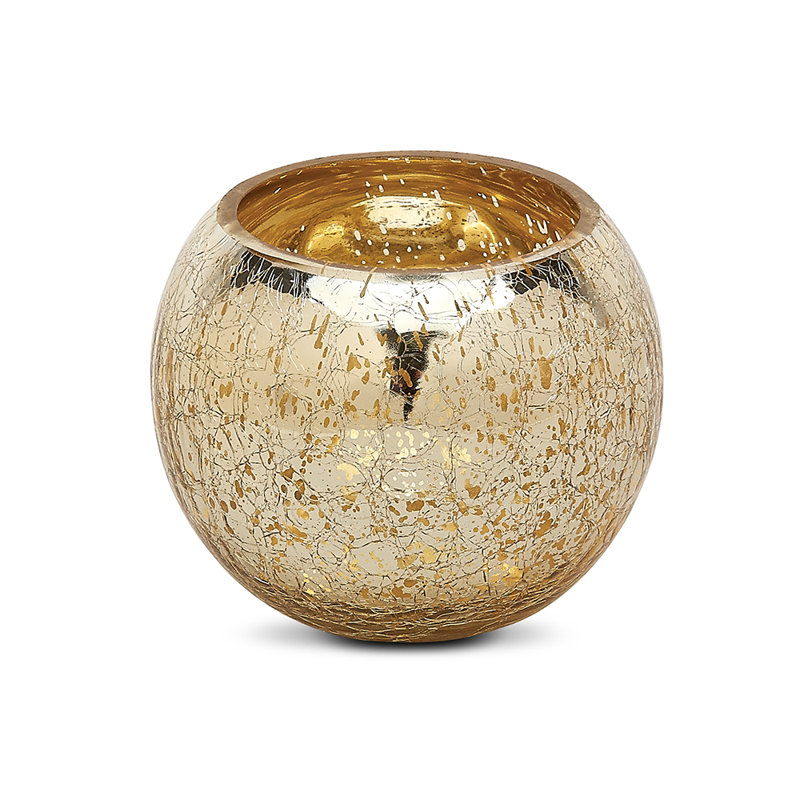 Parisian Large Glass Votive Candle Holder, Gold