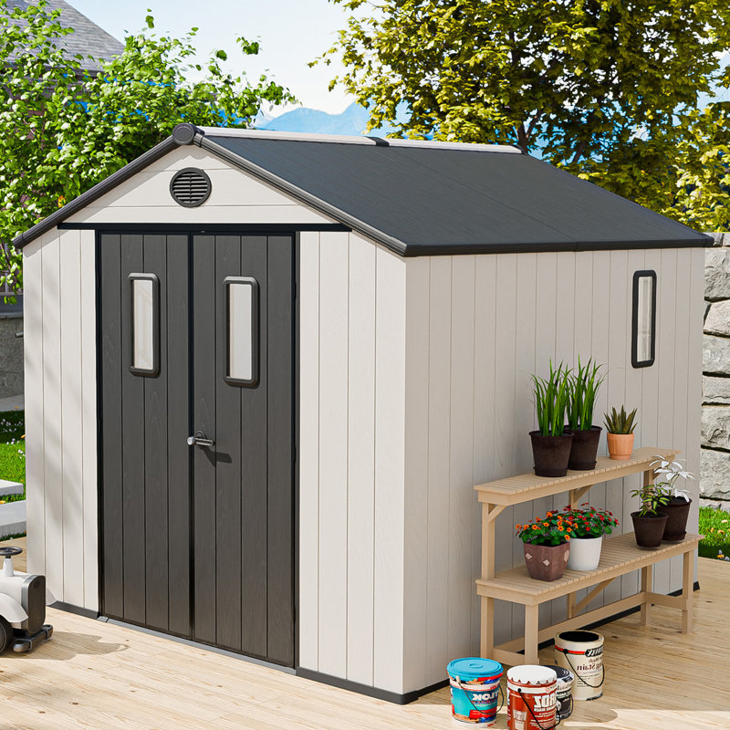 8 ft. W x 8 ft. D High-Density Polyethylene (Plastic) Outdoor Storage Shed  with Foundations