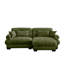 Canapé deux places surdimensionné moderne avec repose-pieds, fauteuil 2 places en velours avec accoudoirs à traversin rond, avec coussin de taille et coussins décoratifs, petit canapé en forme de L pour le salon, la salle de lecture-2094640579