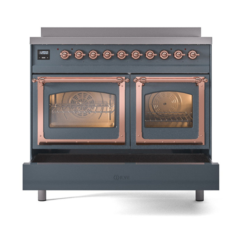 ILVE Nostalgie II Noblesse 40 po à induction, Gris-bleu / cuivre