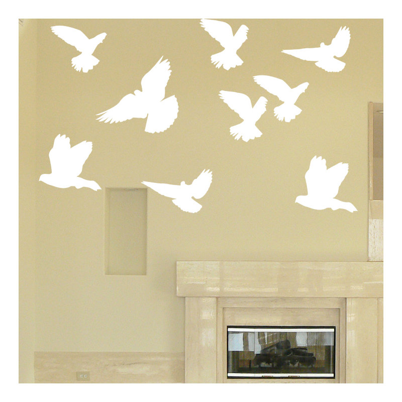 Décalcomanie murale sihouette mixed oiseaux, Blanc
