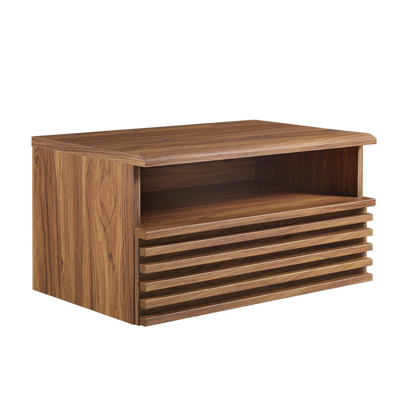 Table de chevet murale Crawley, Noyer