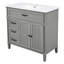 Meuble-lavabo gris de 36 po avec lavabo, structure en bois, armoire, portes à fermeture en douceur, patins réglables, assemblage facile