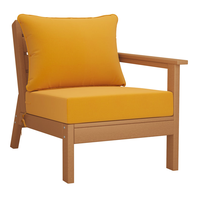 Ensemble de sièges profonds avec coussins, Teak, Yellow