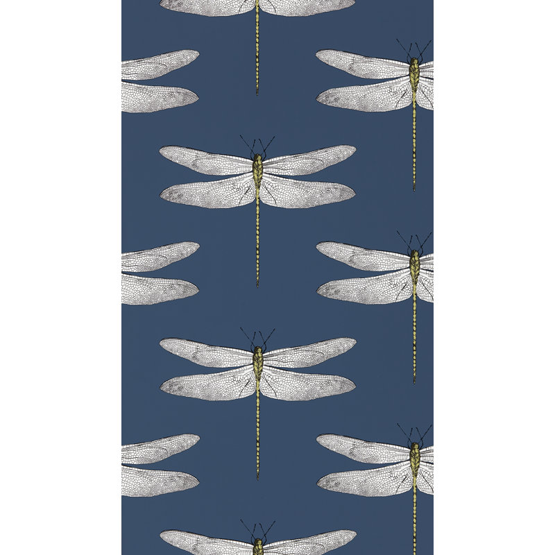 Demoiselle Wallpaper, Ink/Chartreuse