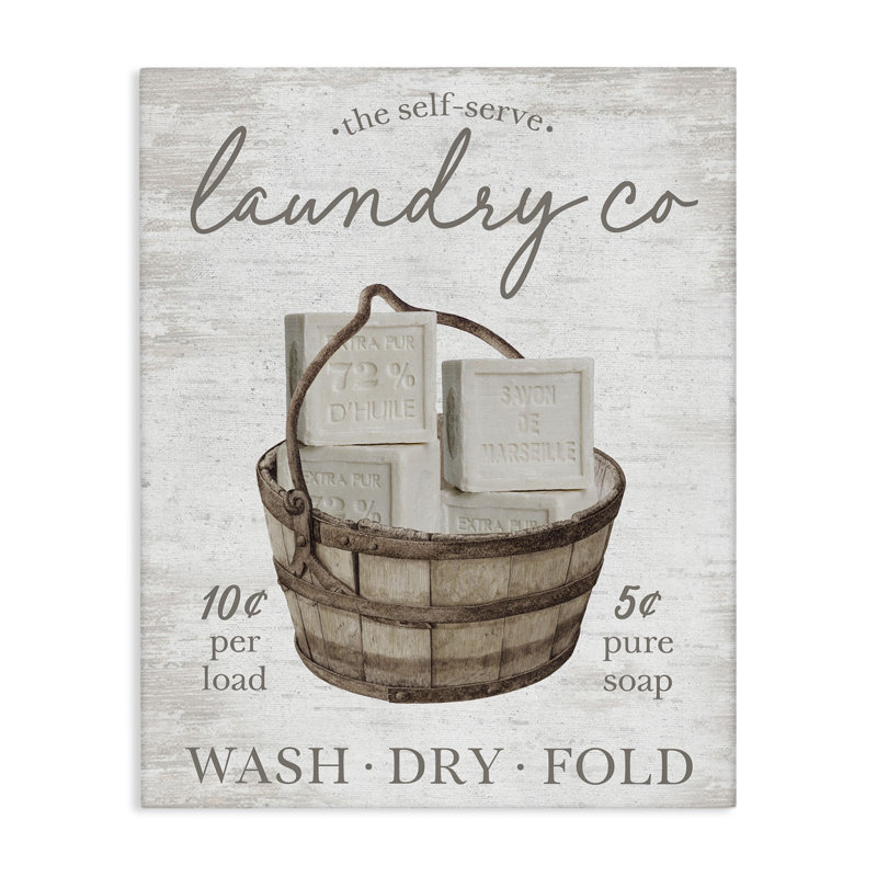 Art mural rétro Vintage Laundry Co par lettré et doublé, H 20 po x l 16 po