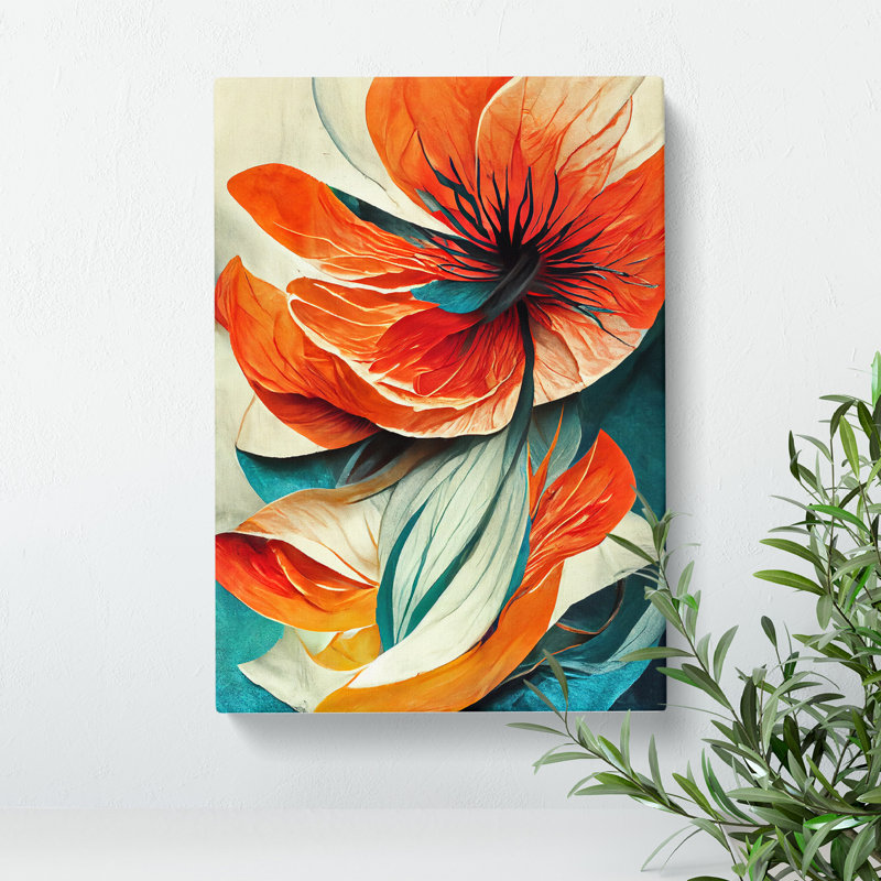 Modern Abstract Flowers No.4 - Wrapped Canvas, 50cm H x 35cm W x 3cm D
