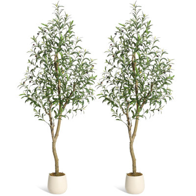 Grand pot de fleurs artificiel réaliste avec olivier artificiel réaliste avec des oliviers réalistes, idéal pour la maison ou le bureau