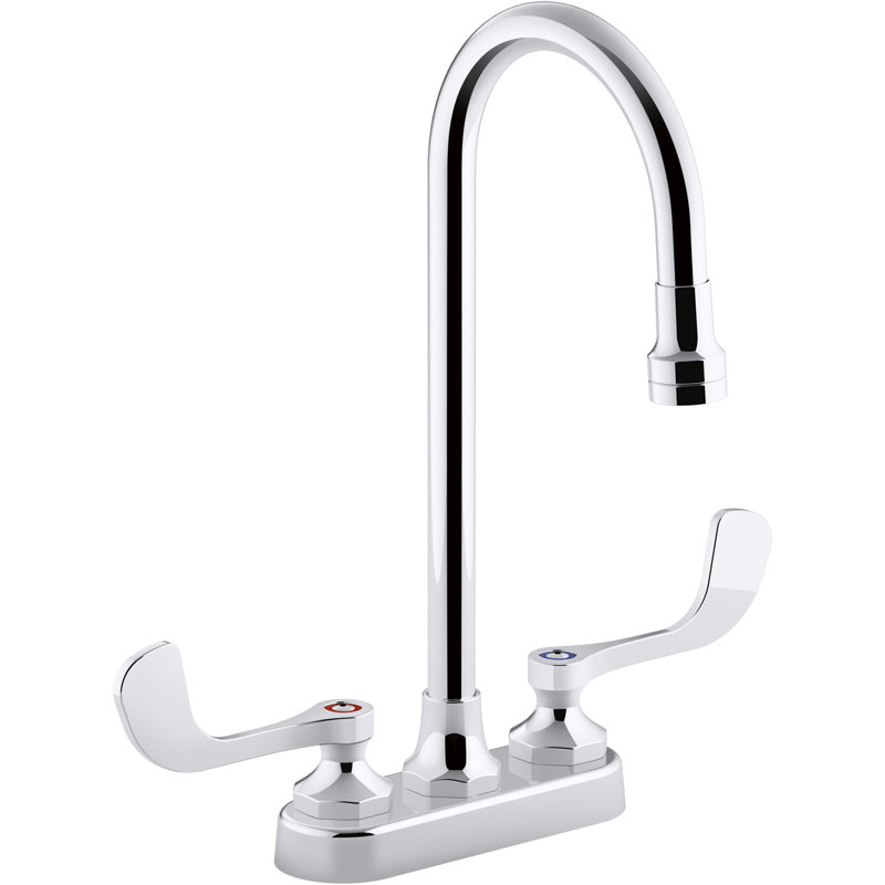 Triton Bowe 1.0 GPM Centerset Bathroom Sink Faucet with Laminar Flow, Gooseneck Spout and Wristblade Handles, Drain Not Included
