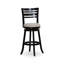 Tabouret pivotant à lattes de 30 po de hauteur de bar, finition espresso, siège en tissu beige