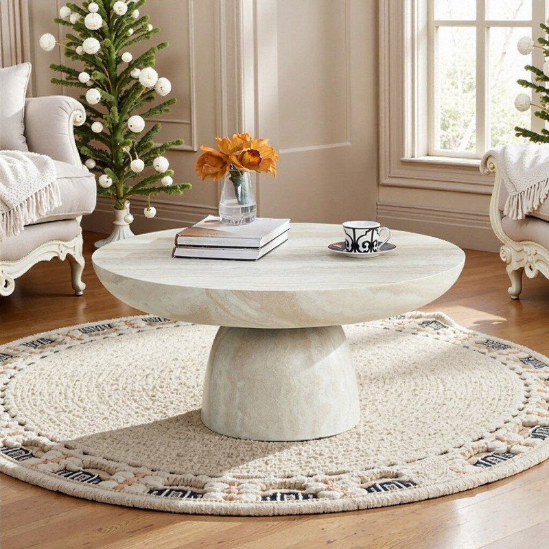 Table de rangement à structure solide en métal avec plateau en bois de chanvre, Beige