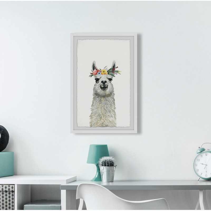 Riva Flower Crowned Llama Framed Print, 36" H x 24" W x 1.5" D