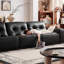 Canapé modulaire noir en similicuir-1465682886