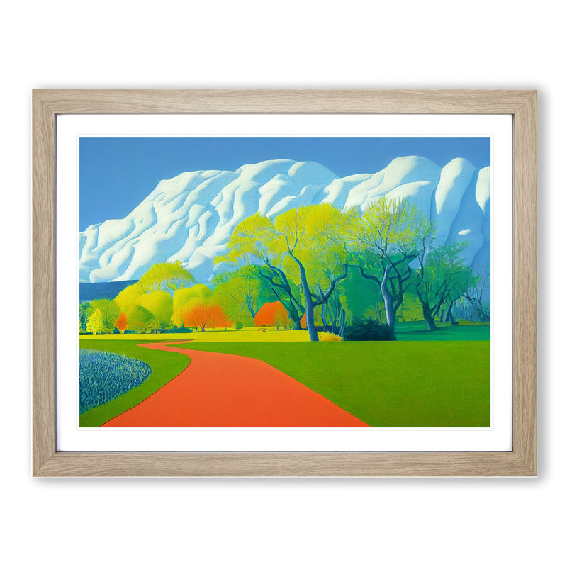 Spring Landscape Forest - Single Picture Frame Print, 46cm H x 64cm W x 2cm D, Oak