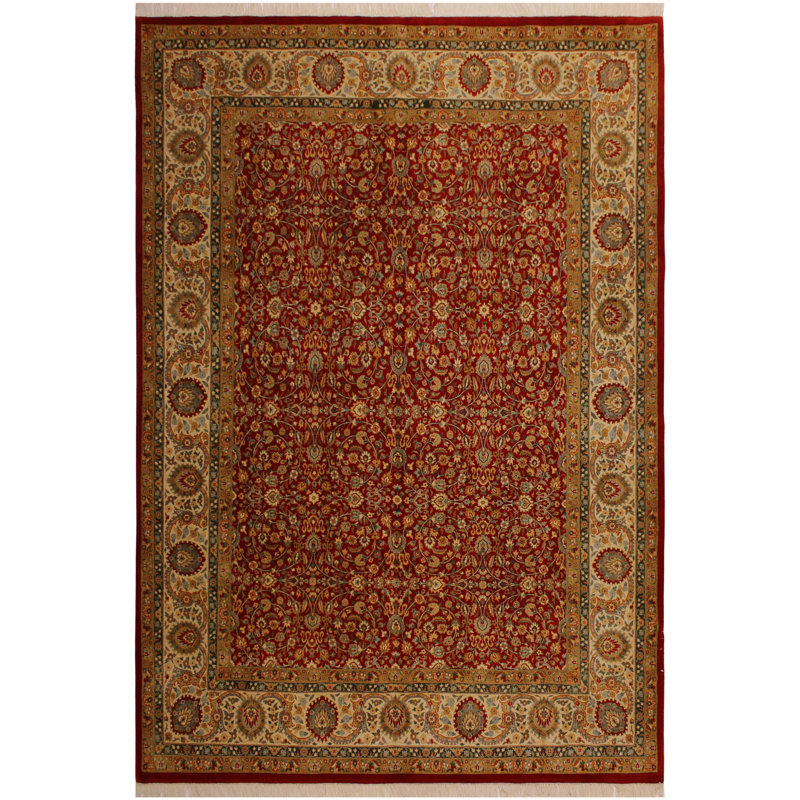 Tapis orange / ivoire en laine noué à la main 8 pi 1 po x 9 pi 10 po Roca Oriental