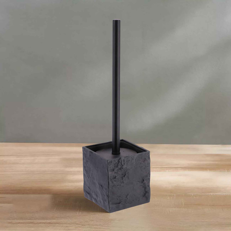 Black Stone Effect Polyresin Bathroom Accessory Set, 4 Pieces
