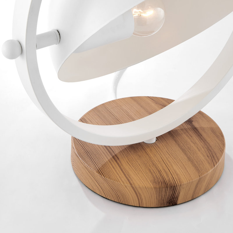 Lampe fantaisie en métal, Blanc / bois
