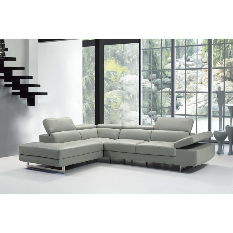 Keyesport Upholstered L-Shaped Sectional, Left Hand Facing, Light Gray
