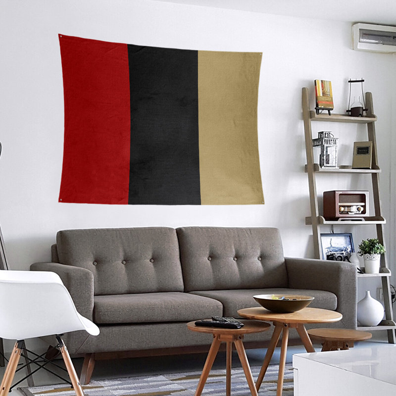 Tapisserie en polyester San Francisco, H 27,5 po x l 37,5 po, Rouge/noir/or