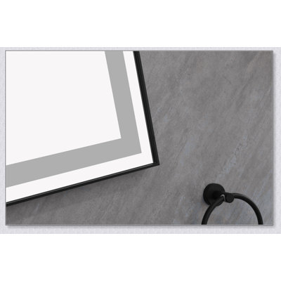 96 x 48 Inch LED Bathroom Mirror with Aluminum Frame, Wall Mounted Vanity Mirror, Anti-Fog, Memory, 3 Colors, Stepless Dimmable
