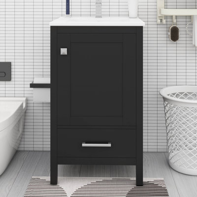 Meuble-lavabo de 18 po avec lavabo, support de rangement et tiroir de séparation