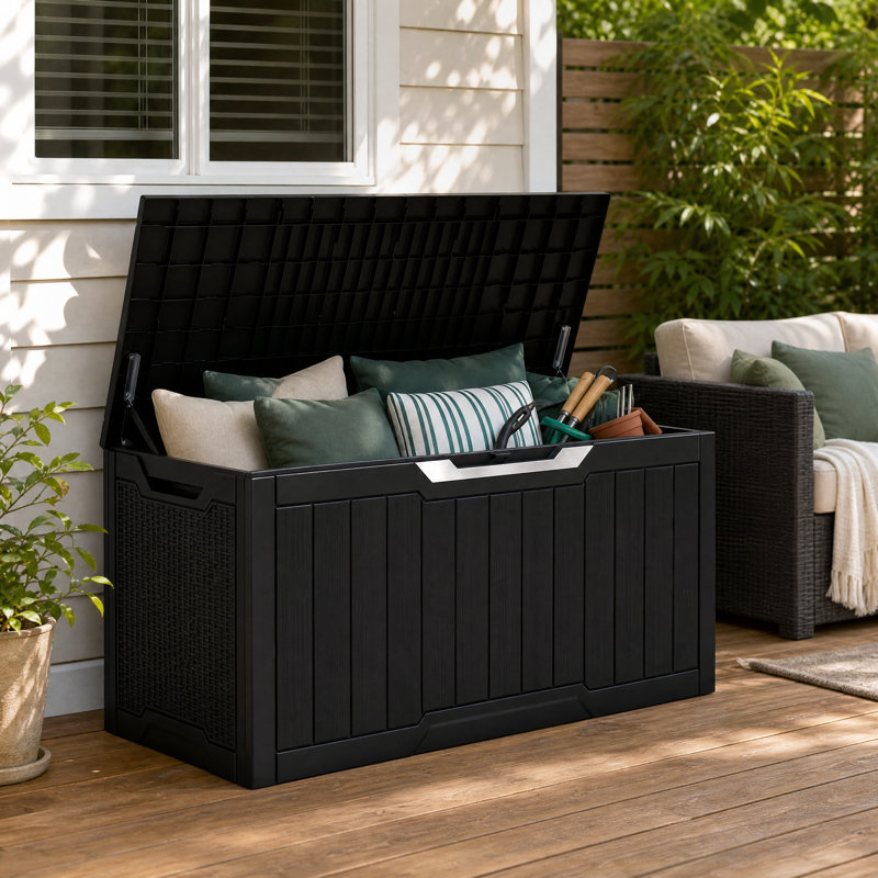 Boîte de rangement en résine Balconera, 100, Black & Silver Trim