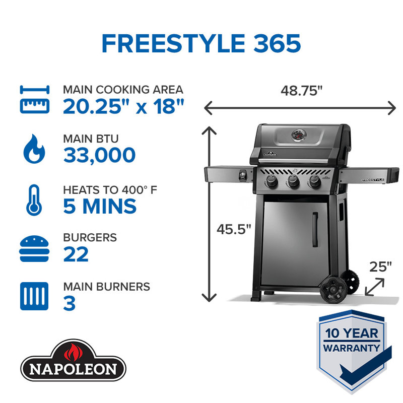 Barbecue au propane Napoleon Freestyle 365 de Napoleon, gris graphite, Gaz naturel